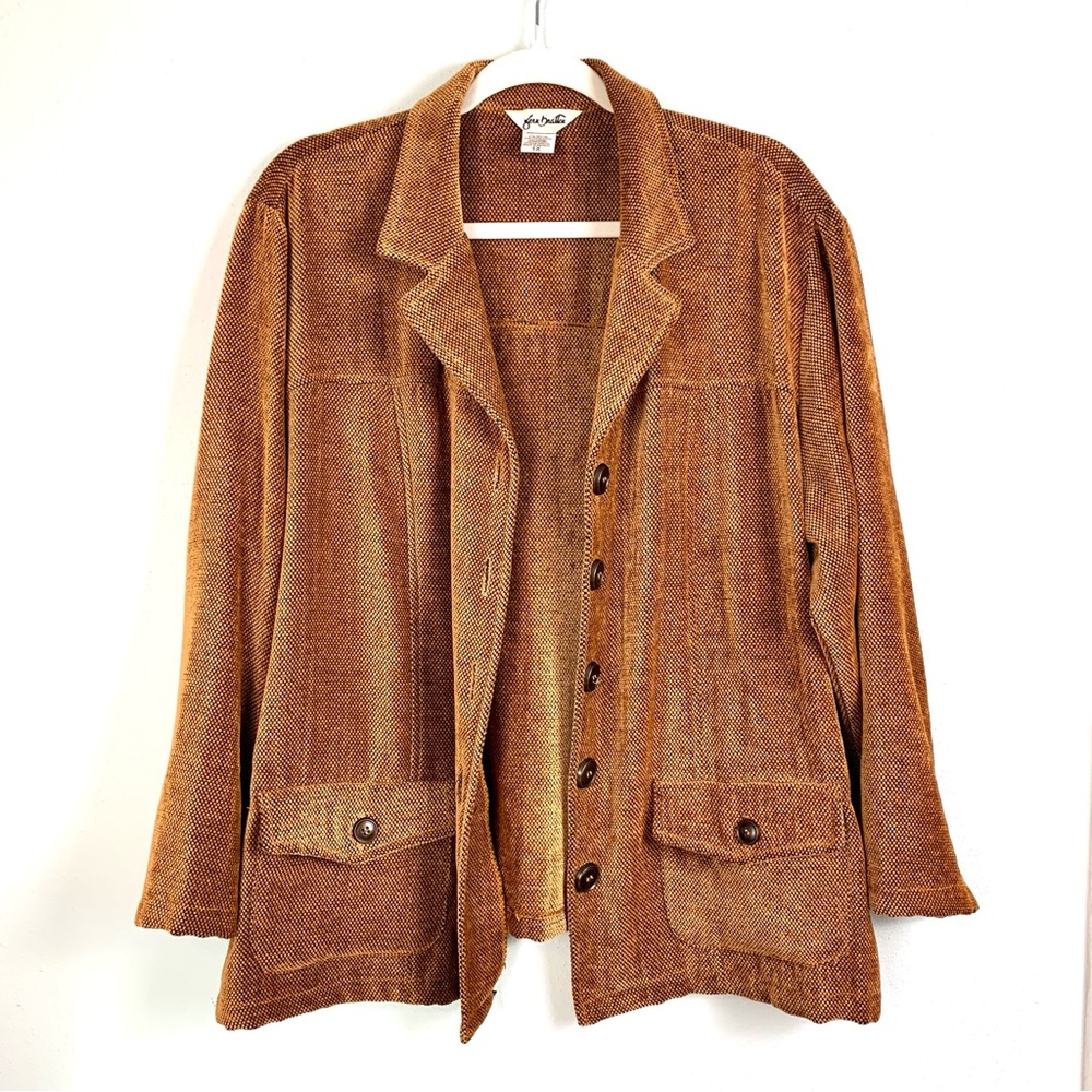 VTG Fern Dratten Textured Rusty Brown 70’s Vibes Lightweight Jacket, Size 1X